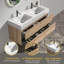 Meuble-lavabo de salle de bain avec lavabo en quartz d'ingénierie et tiroirs souples, meuble-lavabo mural flottant pour salle de bain moderne, lavabo une pièce mat brillant, KD-1620174189-1620174188-1620174192