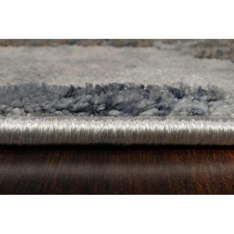 Tapis gris / bleu Garton, Rectangle 7 pi 10 po x 10 pi 10 po