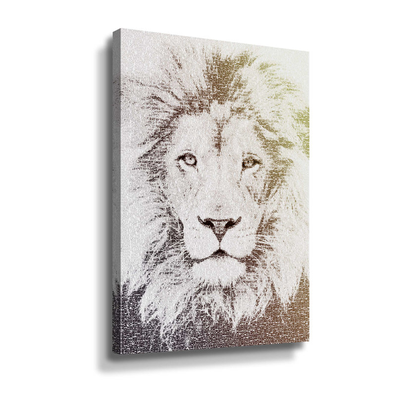 Lion - impression sur toile, Toile tendue, H 48 po x l 32 po x P 2 po