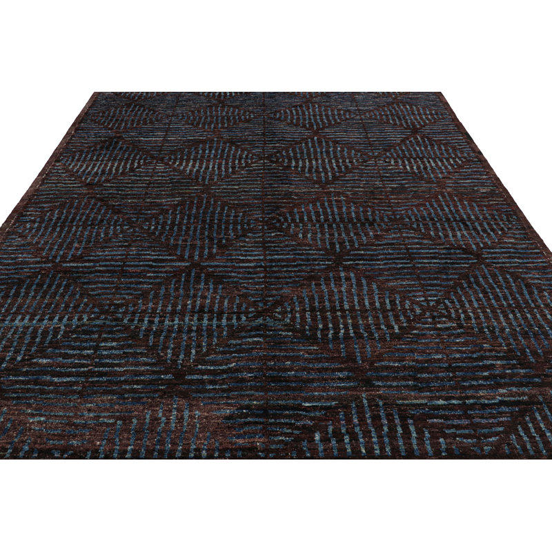 Moroccan Hand Knotted Wool Geometric Area Rug, Runner 3' x 10'