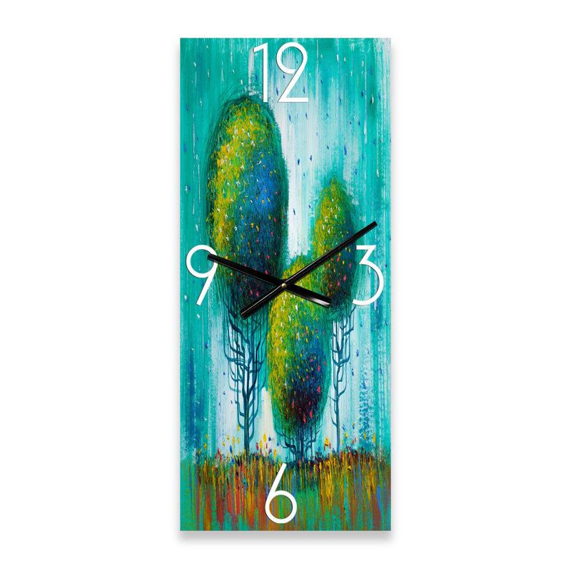 Paysage coloré impressionniste II - horloge murale moderne, Petit