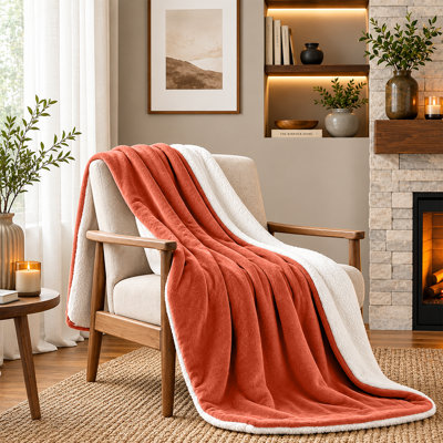 Sherpa Fleece Fur Thick Reversible Blanket Throw