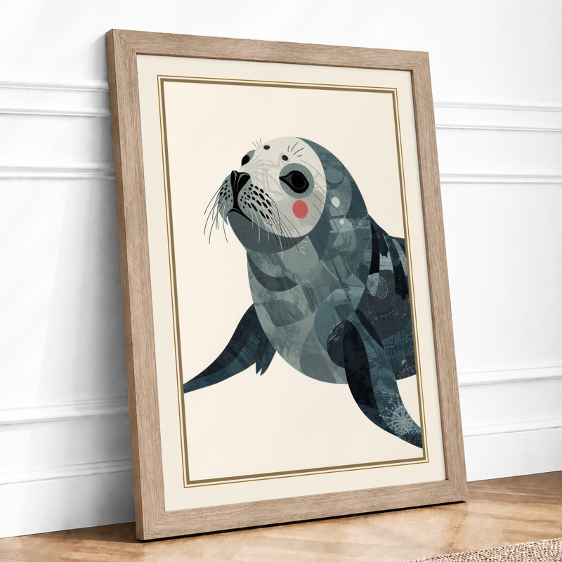Seal at Rest Coastal - Framed Print, Oak, A3 - 42.0 x 29.7 cm