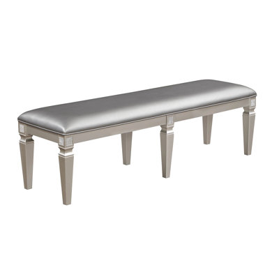 Banc moderne de 60 po de couleur gris argenté - Siège rembourré avec détails étincelants pour le salon