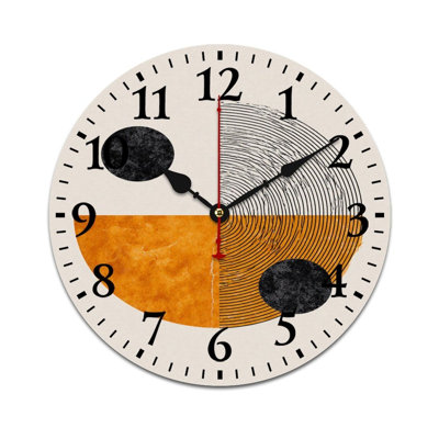 Orange Black 12 x 12 in Geometric Abstract Home Wall Clock