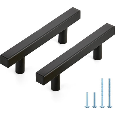 30 Pack 3 Inch Matte Black Square Cabinet Handles Stainless Steel