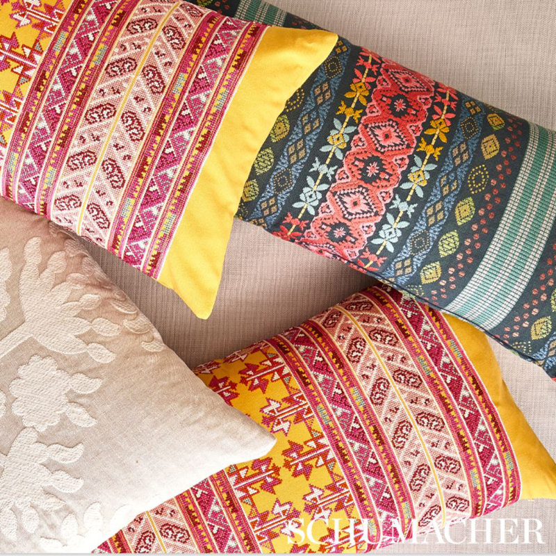Vinka Embroidery Fabric, Pink/Yellow