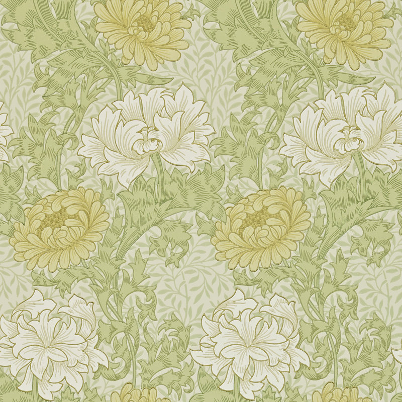 Chrysanthemum 10.05m x 52cm Matte Wallpaper Roll, Green