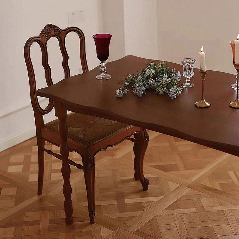Modern Nut-Brown Rectangular Solid Wood Dining Table, 29.53" H x 55.12" L x 27.56" W