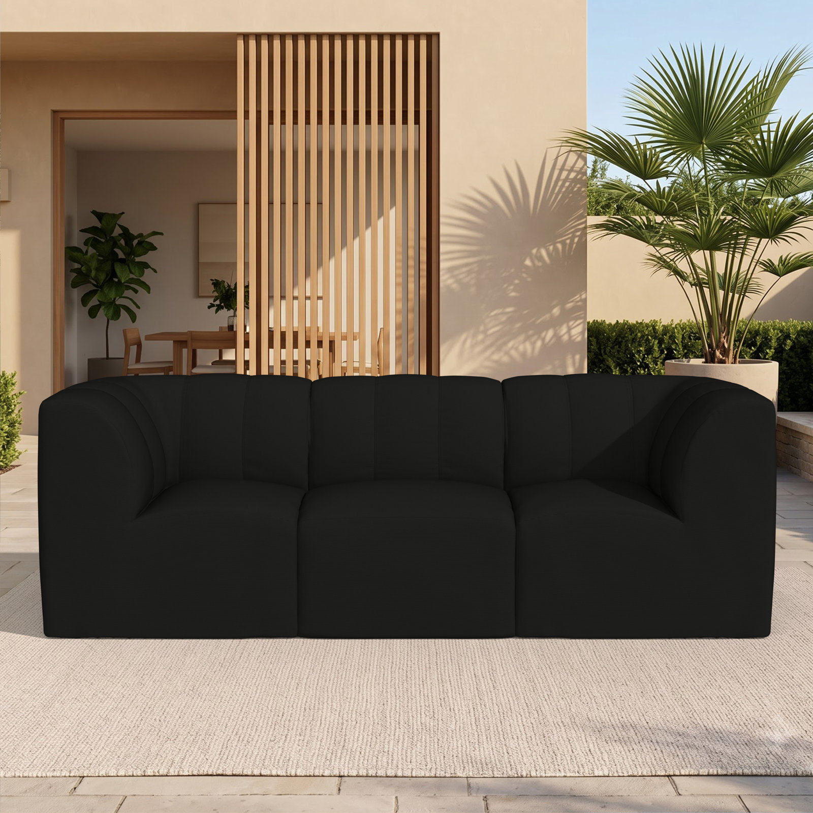 Praia 3-Person Sunbrella® Patio Seating Group, Canvas Black Sunbrella® Canvas