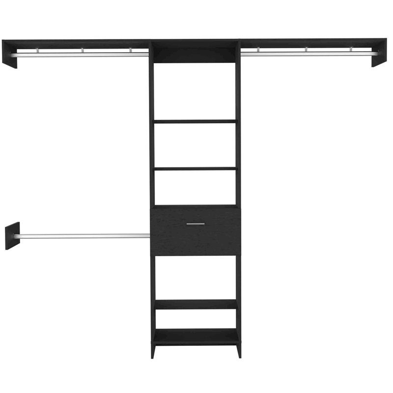 Manchester 250 Closet System, Five Open Shelves, Black