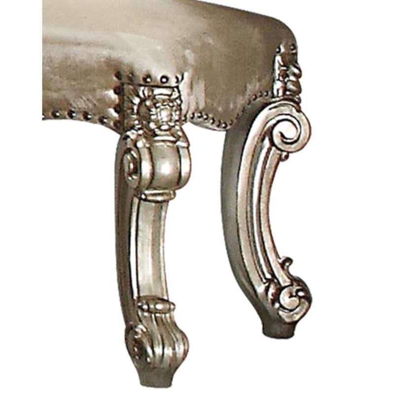 Tabouret de coiffeuse sophistiqué en patine et siège rembourré en os