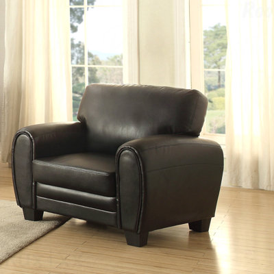 Modern Style Living Room Furniture Chair Black Faux Leather Upholstered Covering For Cozy Living Rooms Retro Styling Furniture