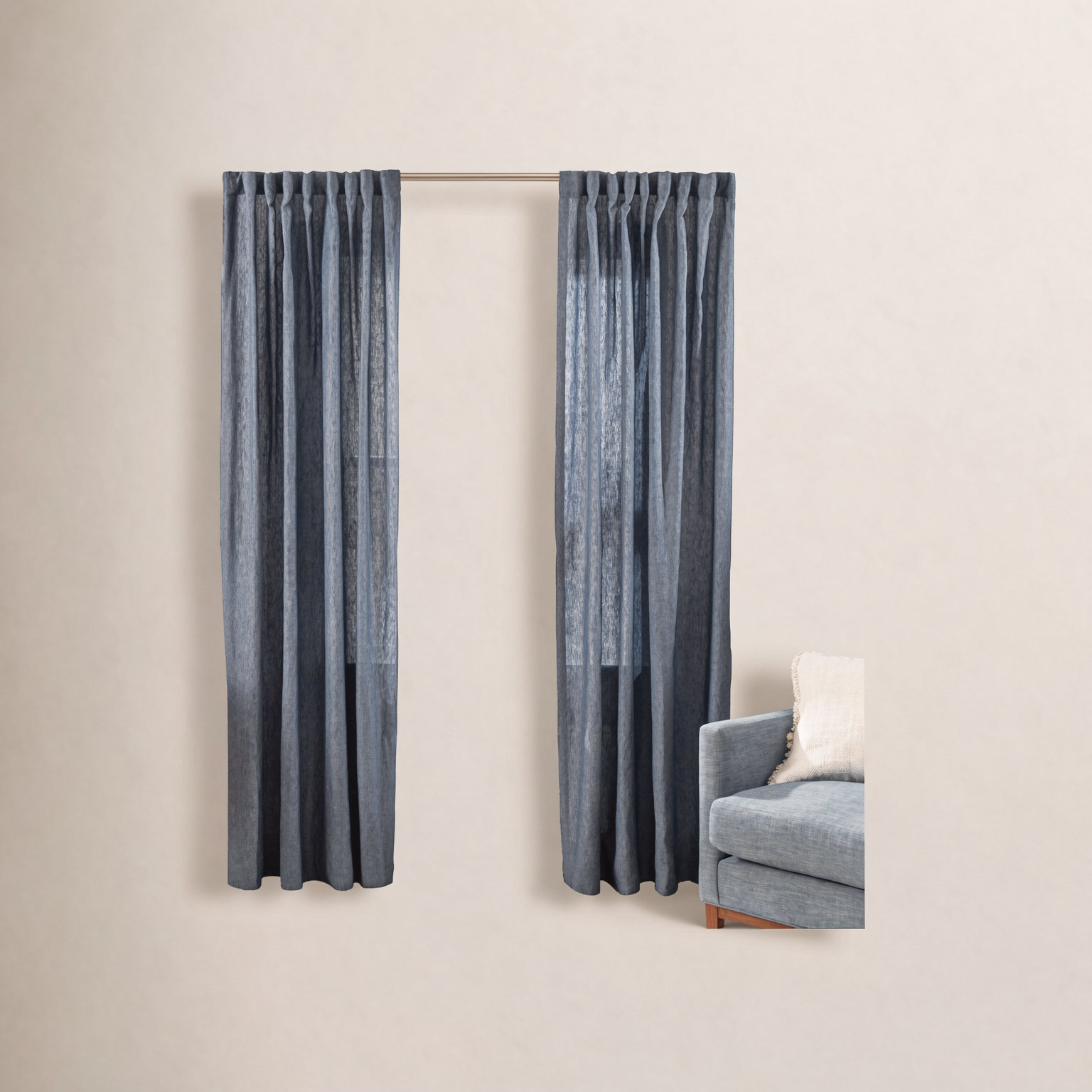 Jovi Linen Ink Curtain Panel, 55" W x 84" L