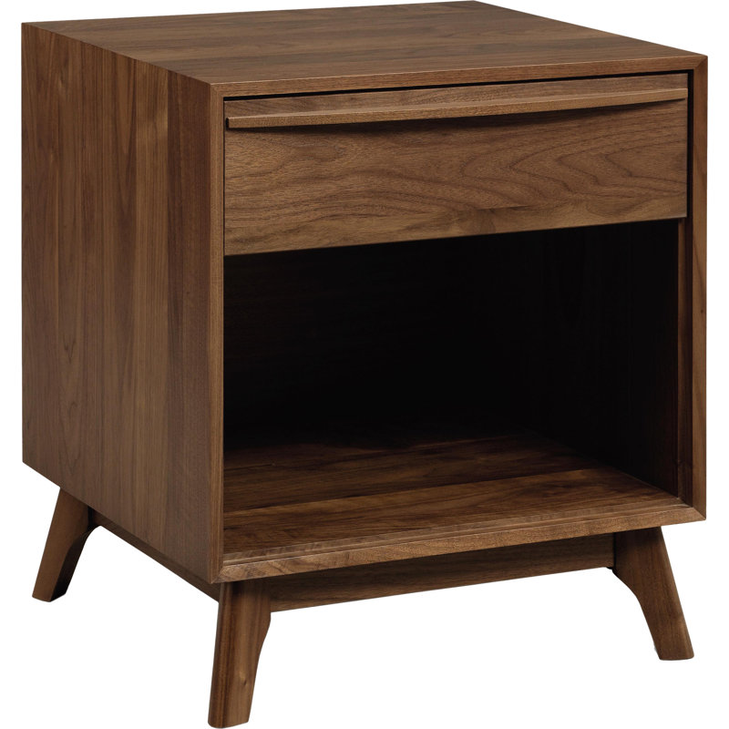 Catalina 1 - Drawer Solid Wood Nightstand, Natural Walnut, Conventional