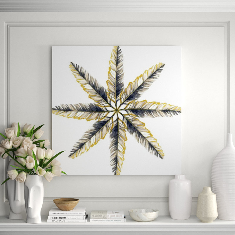 Feather Flakes III Print by Elena Carlie, 40" H x 40" W, Glass Coat