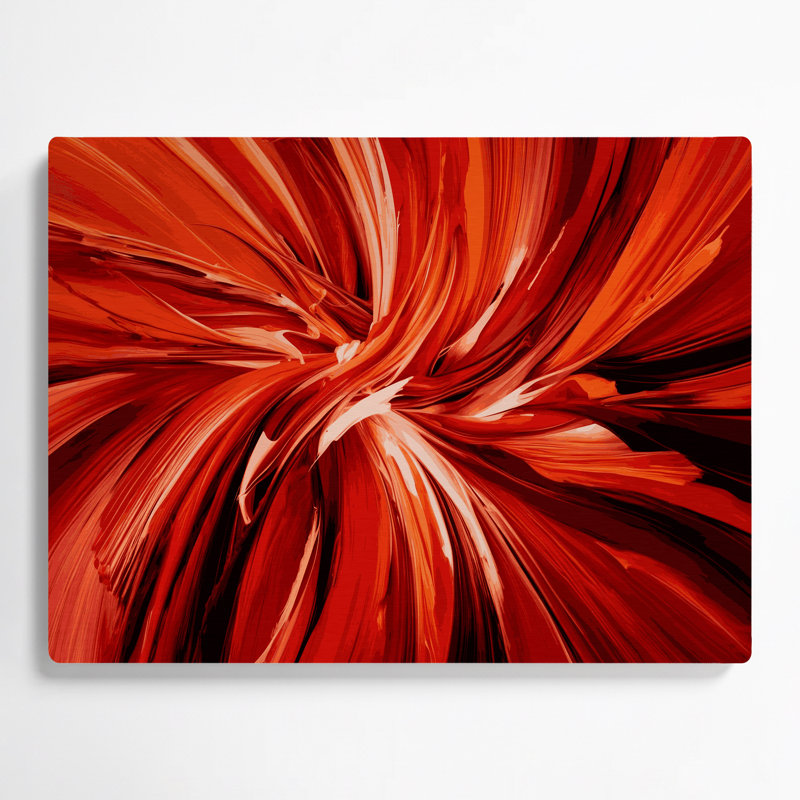 «Lyrical Abstraction 65», art mural en métal rouge, H 20 po x l 20 po