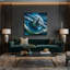 Art mural sur toile bleu, "Sci Fi Space station orbiting Earth"-855199435