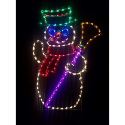 Snowman with Broom Christmas Holiday Lighted Display