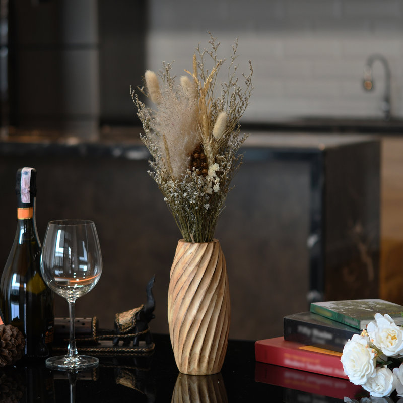 Varetta Modern Rustic Spiral Light Brown Mango Tree Wood Vase for Home