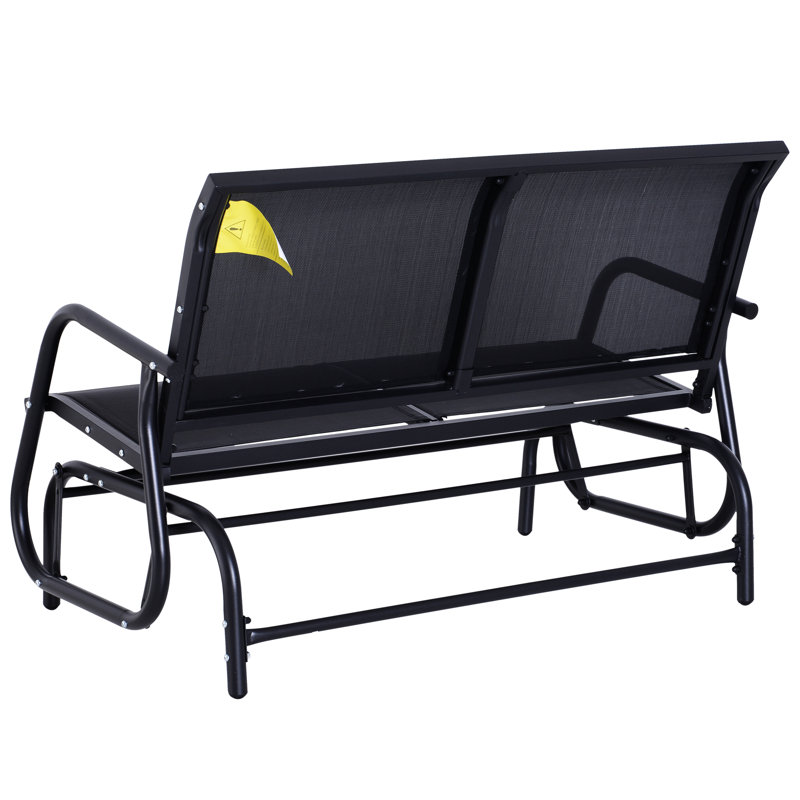 Outdoor Glider Chair , 2 Patio Double Swing Rocking Bench. Powder Coated Steel Frame. Comfortable Sling Fabric. Water-, Quick-Drying, -. Backyard Garden Porch Furniture, Black. 47.86" L X 27.5" W