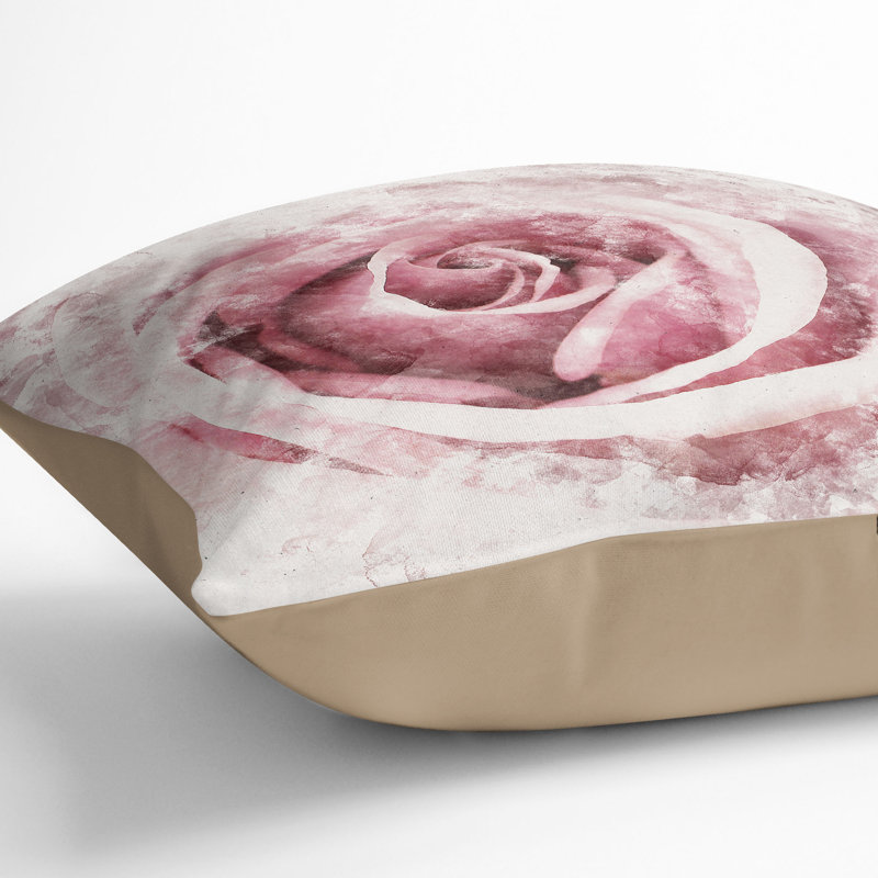 Pretty Rose Flower Cushion with Filling, 40cm H x 40cm W x 15cm D, Stone