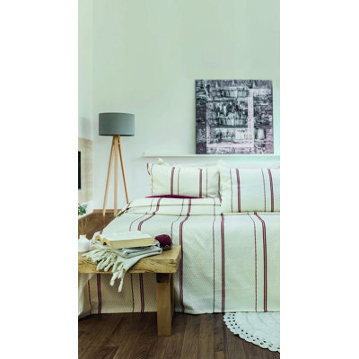 Ensemble de pique double Premium, rouge bordeaux, 94,5 po x 102,4 po | 100% coton, 2 taies d'oreiller (19,7 po x 27,6 po) | Tissu doux et durable de 250 g / m², idéal pour la décoration de chambre à coucher luxueuse et le confort