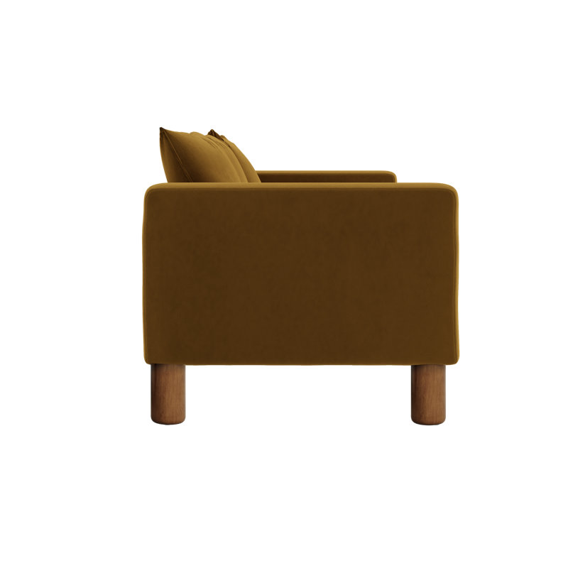 Essential Loveseat, Mustard Recycled Velvet, Cylinder