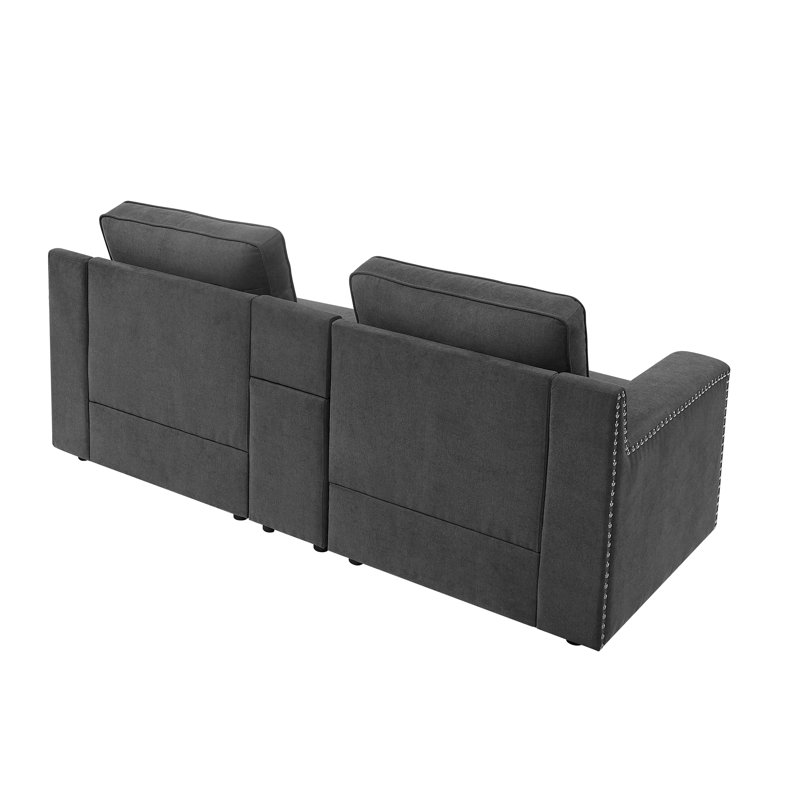 Upholstered Home Theater Seating with Cup Holder