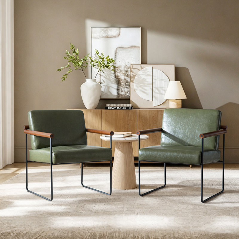 Fauteuil ergonomique moderne en similicuir avec base en métal Avelina