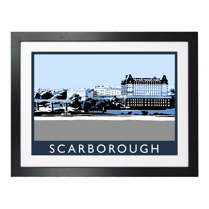 Scarborough In Snow by Richard O'Neil - Print, 44 cm H x 54 cm W x 2.2 cm D, Black Wood Frame