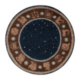 Rug & Kilim’S French Deco Circle Rug In Blue, Beige-Brown Zodiac Pictorial
