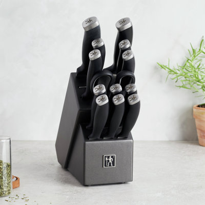 HENCKELS Silver Cap 14 Piece, Knife Block Set, Black