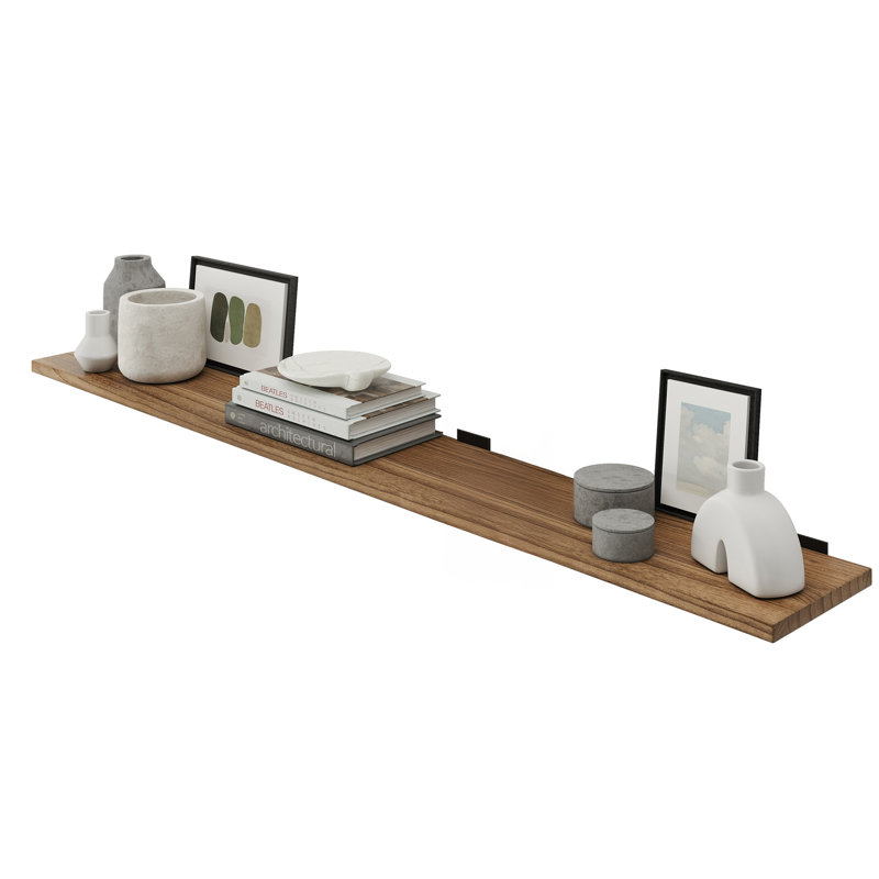 Floating Bookshelf Living Room, Hanging Shelf For Wall, Shelf With Heavy Duty Brackets, Farmhouse Decor, Burnt, 1pc