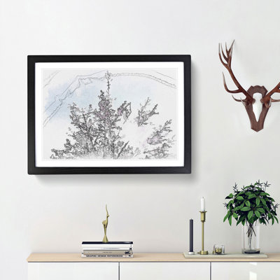 Pink Japanese Cherry Tree in Spring Sketch - Picture Frame Graphic Art Print