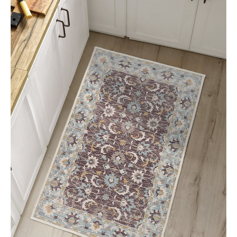 Tapis 24 po x 36 po, lavable à la machine, envers antidérapant, intérieur / extérieur - noir rétro, Noir rétro