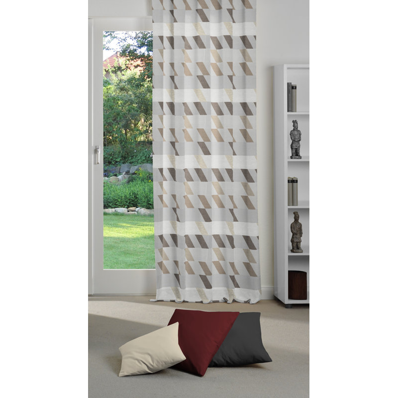 Lopez Room Darkening Curtain Single Panel, 132cm Width x 245cm Drop, Brown/Beige/Grey