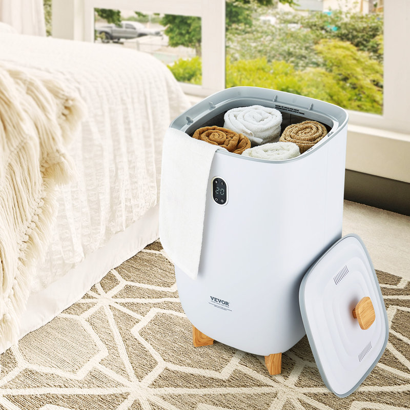 Grand seau à serviette 35L avec fonction de séchage de l'écran à DEL et minuterie blanc