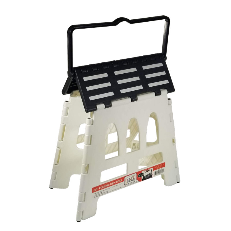 Peep 1 - Step Plastic Step Stool, White/Black