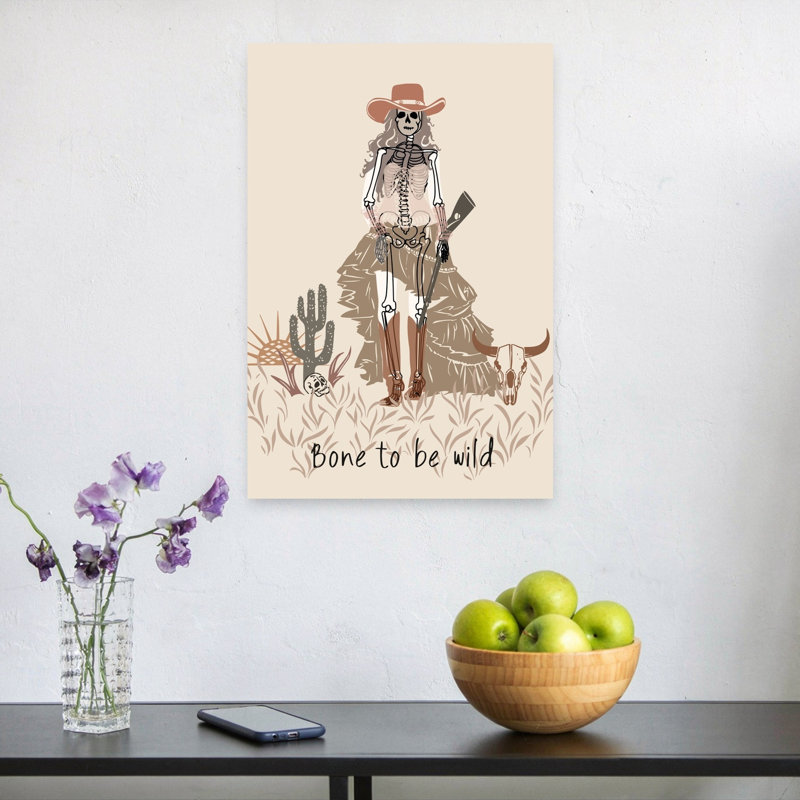 Os à l'état sauvage, style gothique rustique vintage, cactus, vache, paysage, nature, affiche murale, H 24 po x l 16 po