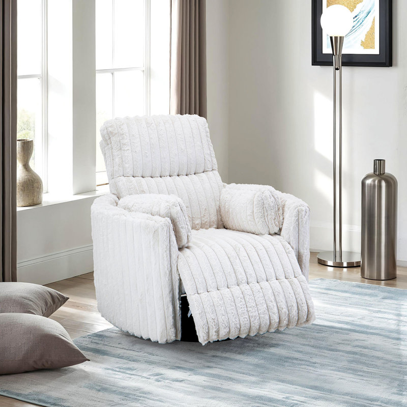 Contemporary Style Power Glider Recliner, White
