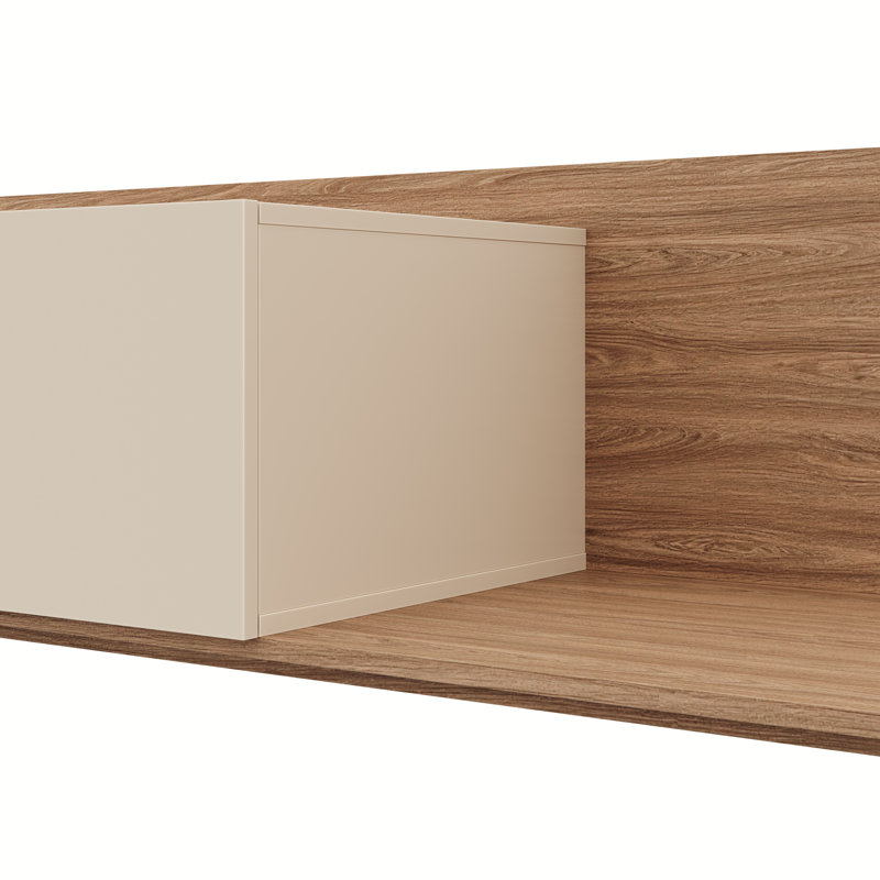 Noa Extendable Tv Console with Storage Cabinet, Brown/Ivory