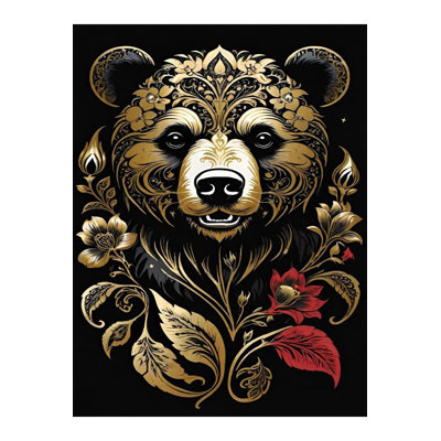 Tapis décoratif moderne noir et jaune à motif d'ours tissé