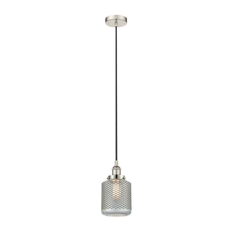 Luminaire suspendu cylindrique à 1 lumière Iyana, Nickel poli