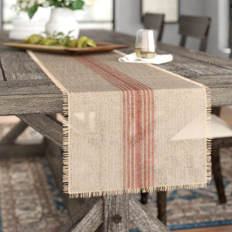 Remy Jute Table Runner, Barn Red, 108" L x 14" W
