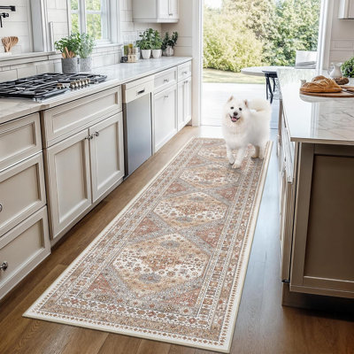 Medallion Non Slip Washable Rug(Orange)