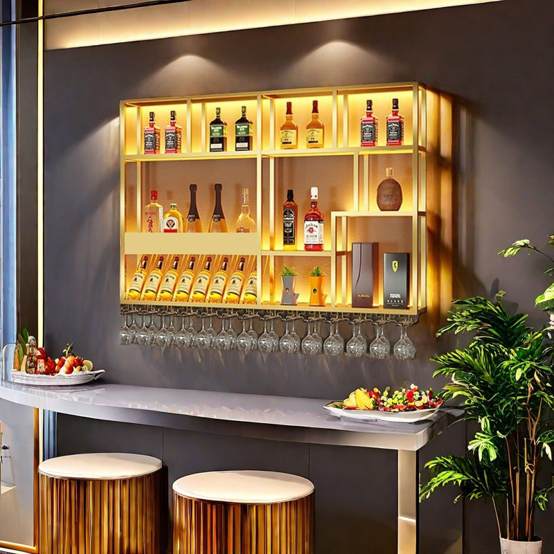 L Wall-hanging Wine Rhythm Wall Mounted Wine Rack Metal Frame ...