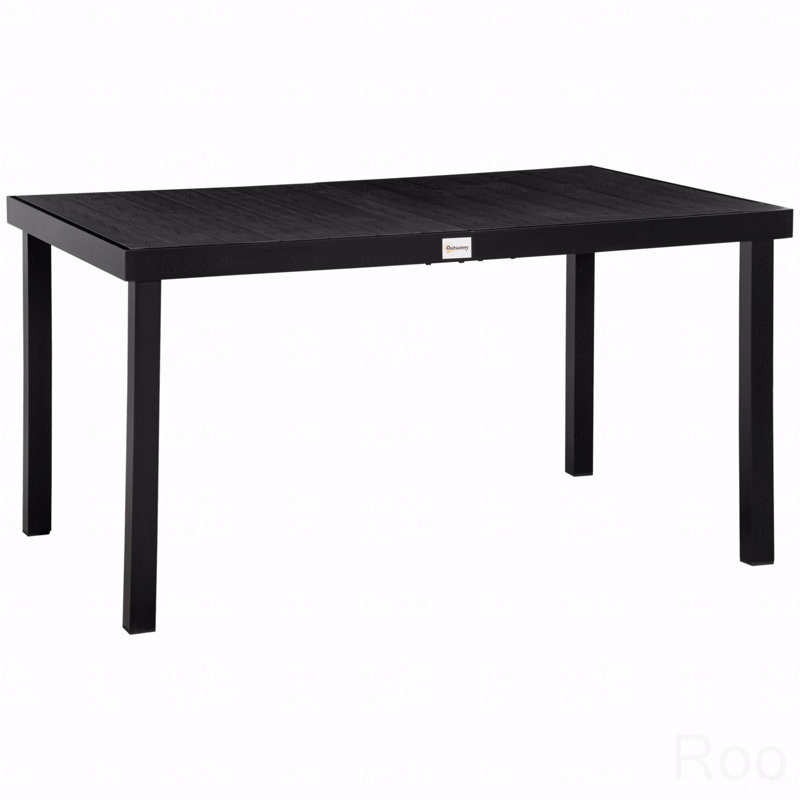 Table de salle à manger d'extérieur rectangulaire pour 6 personnes, avec pieds en aluminium et métal