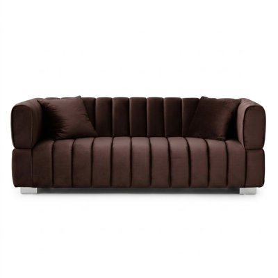 Luna, Channel-Tufted Modern Velvet Sofa