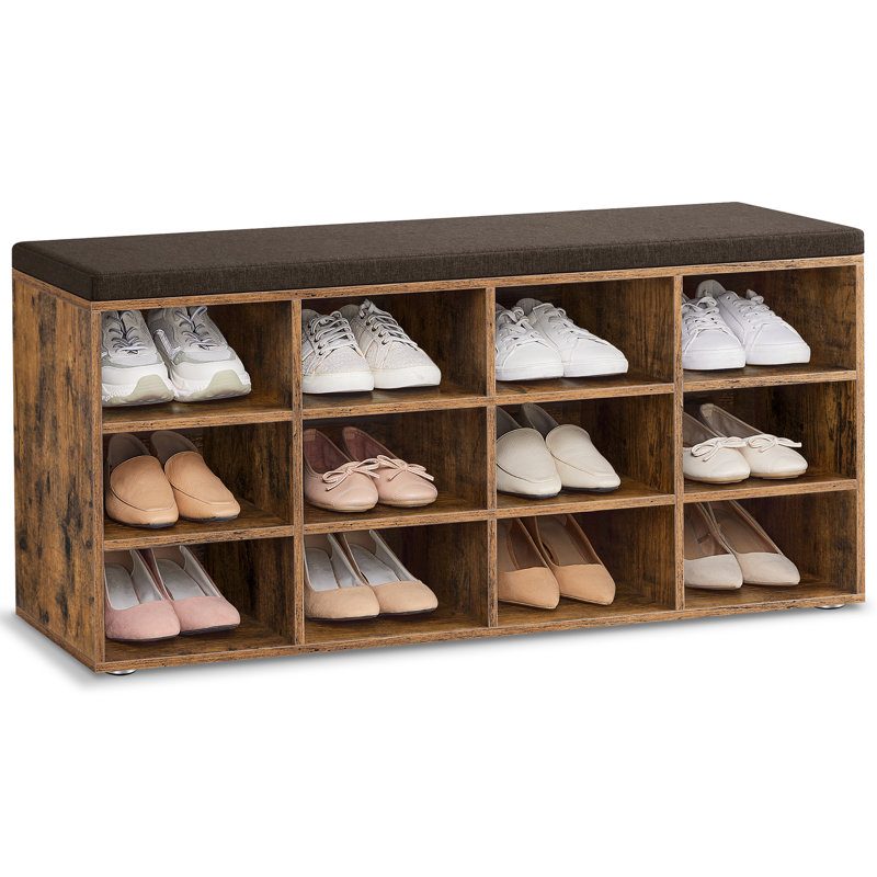 Upholstered Storage Bench, Brown, 48cm H x 105cm W x 31cm D